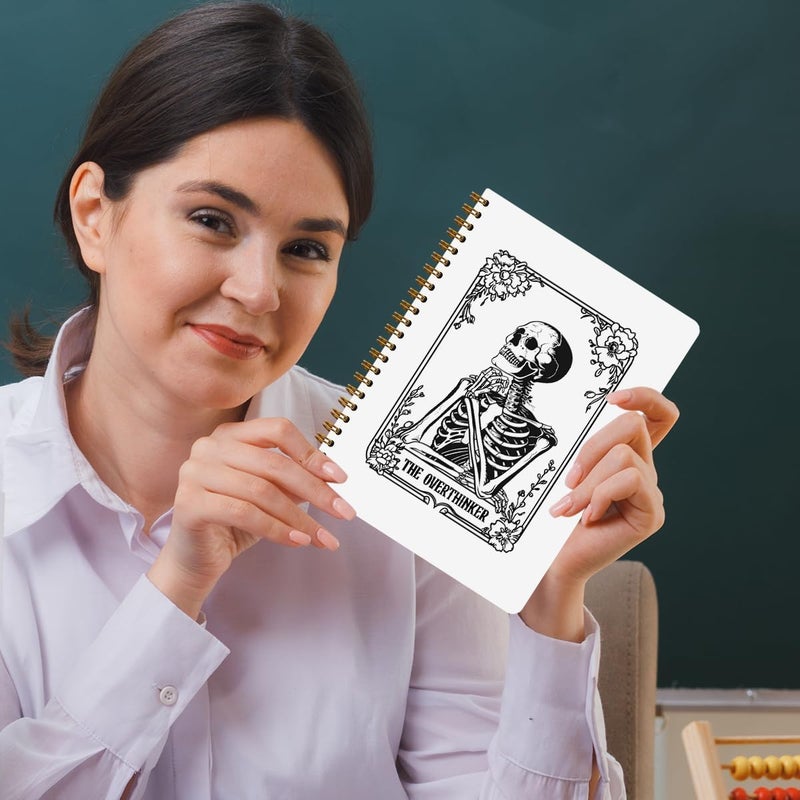 CQM 2 Pcs the Overthinker Goth Tarot Spiral Notebook Skull Gothic Tarot Cards Journaling Notebooks Gifts for Women Teacher Friend Teens College Ruled Notebook Journal, Classroom Office Supplies - Image 5